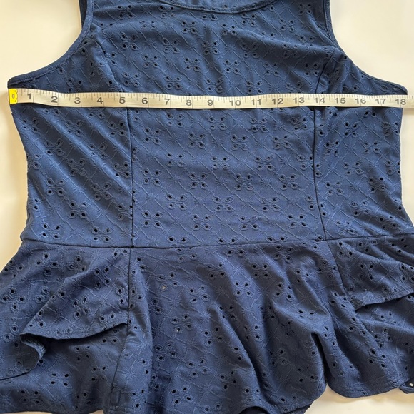 BCX Blouse Women XLarge Peplum Sleeveless Eyelet Cottagecore Whimsical Fairycore - Picture 7 of 14